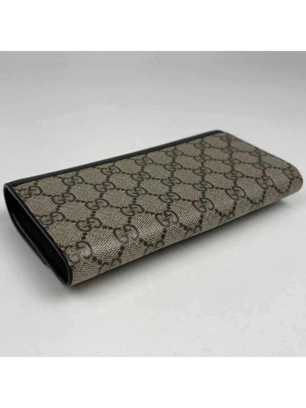 Gucci Double Bicolor Continental Wallet GG Pattern Beige Black - Picture 2 of 6
